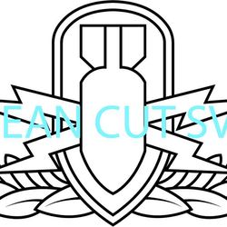 us army basic explosive ordnance disposal badge vector file black white vector outline or line art file