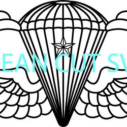 us army basic parachutist badge with 1 combat vector file black white vector outline or line art file