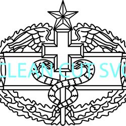 us army combat medical badge 2nd award vector file black white vector outline or line art file