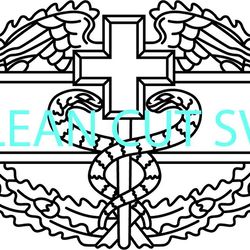 us army combat medical badge vector file black white vector outline or line art file