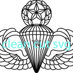us army master parachutist badge with 1 combat jump star vector file black white vector outline or line art file