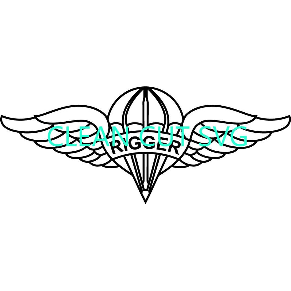 US Army Rigger Badge Vector File Black White Vector Outline Or Line Art File 0