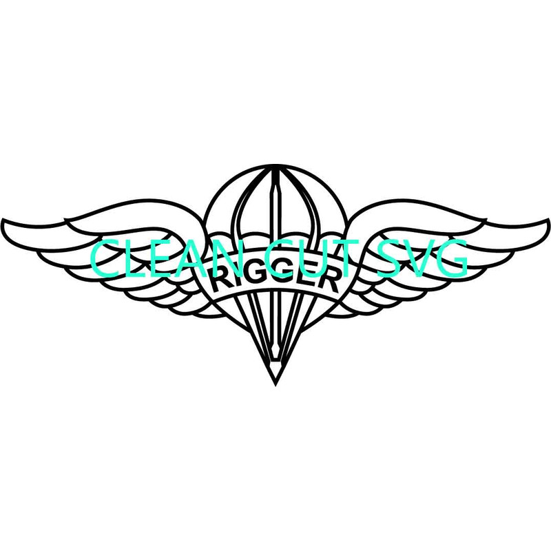 US Army Rigger Badge Vector File Black White Vector Outline Or Line Art File 0