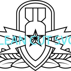 us army senior explosive ordnance disposal badge vector file black white vector outline or line art file