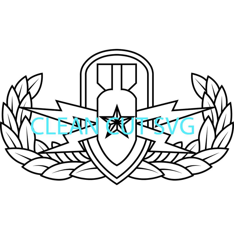 US Army Senior Explosive Ordnance Disposal Badge Vector File Black White Vector Outline Or Line Art File 0