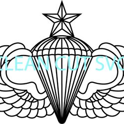 us army senior parachutist badge vector file black white vector outline or line art file
