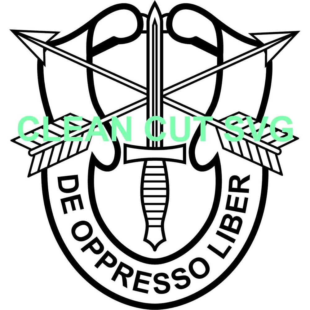 US Army Special Forces Unit Crest Vector File Black White Vector Outline Or Line Art File 0
