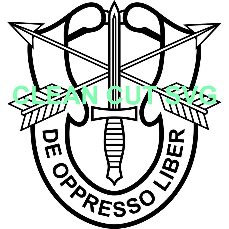 US Army Special Forces Unit Crest Vector File Black White Vector Outline Or Line Art File 0