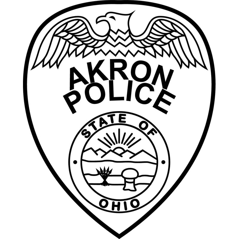 AKRON OHIO POLICE PATCH VECTOR FILE Black White Vector Outline Or Line Art File 0