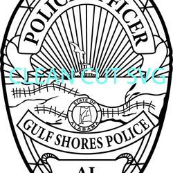 gulf shores police officer al badge vector file black white vector outline or line art file