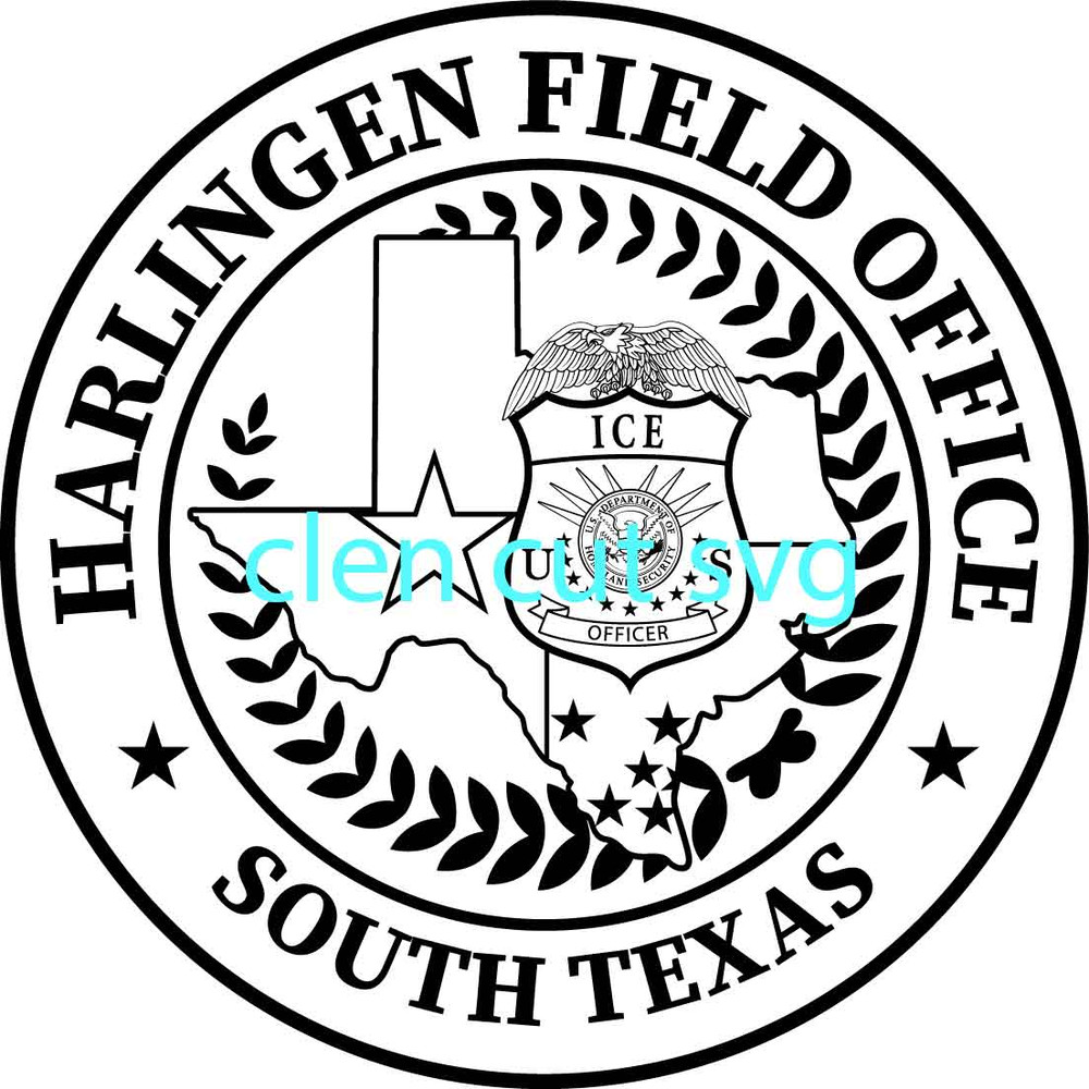 HARLINGEN FIELD OFFICE SOUTH TEXAS BADGE VECTOR FILE Black White Vector Outline Or Line Art File 0