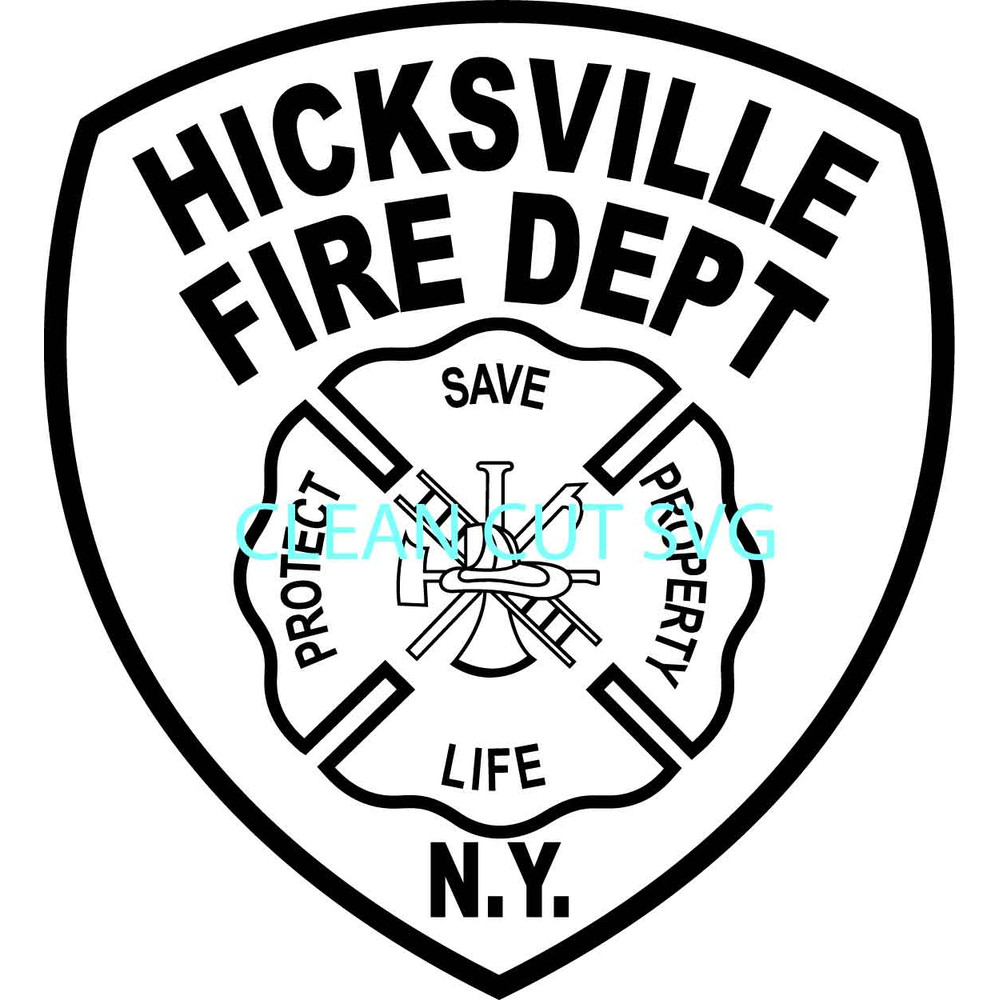 HICKSVILLE FIRE DEPT NY PATCH VECTOR FILE Black White Vector Outline Or Line Art File 0
