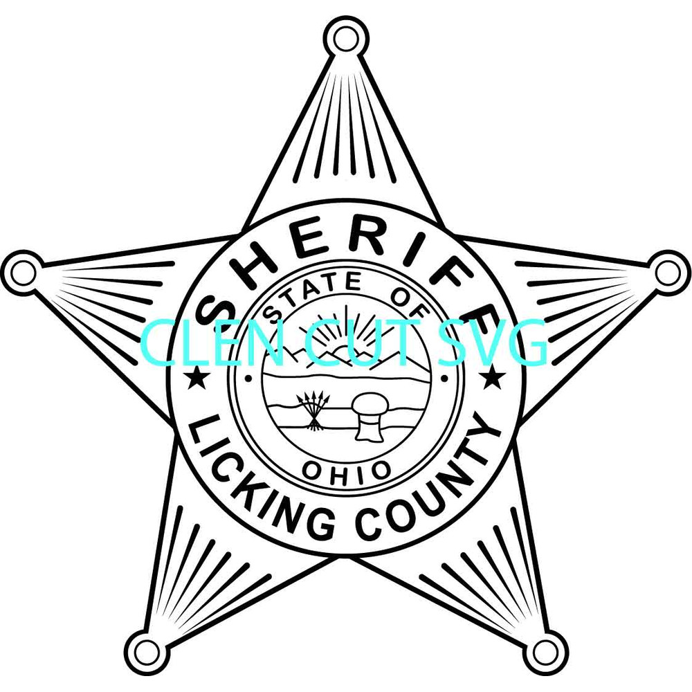 LICKING County Sheriff Badge Ohio Vector File Black White Vector Outline Or Line Art File 0