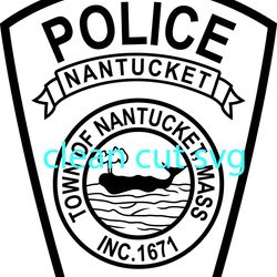 nantucket police patch vector file black white vector outline or line art file