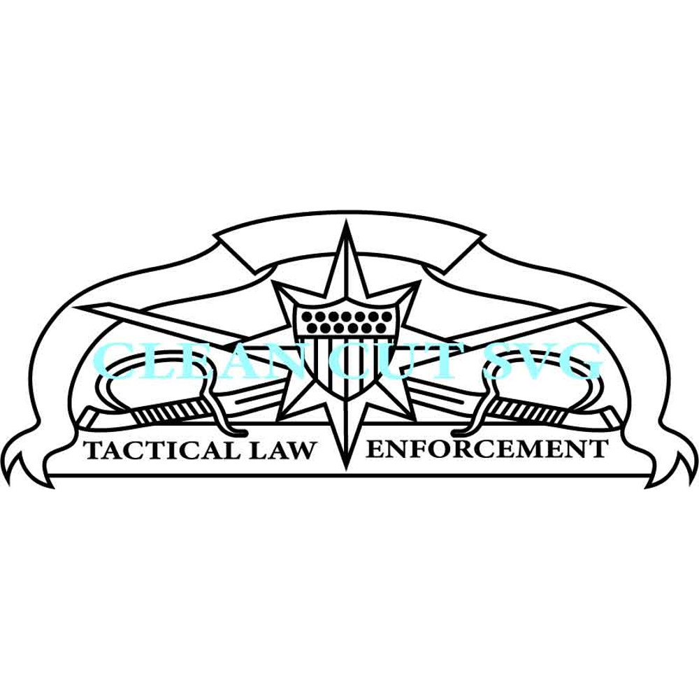 USCG Tactical Law Enforcement Patch Vector File Black White Vector Outline Or Line Art File 0