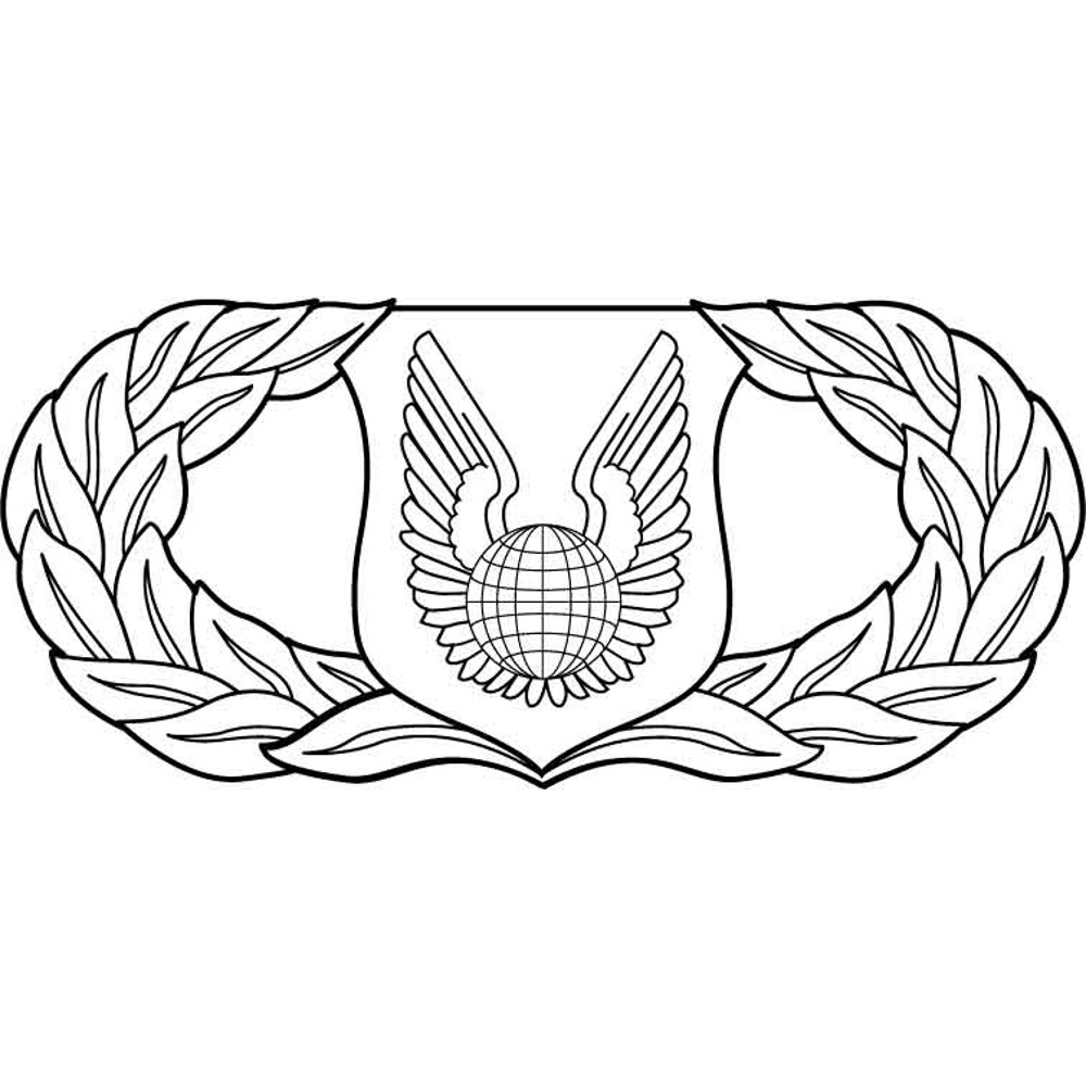 United States Air Force Operations Support Badge Vector File Black White Vector Outline Or Line Art 0