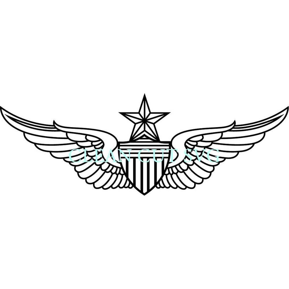 US ARMY SENIOR AVIATOR BADGE VECTOR FILE Black White Vector Outline Or Line Art File 0