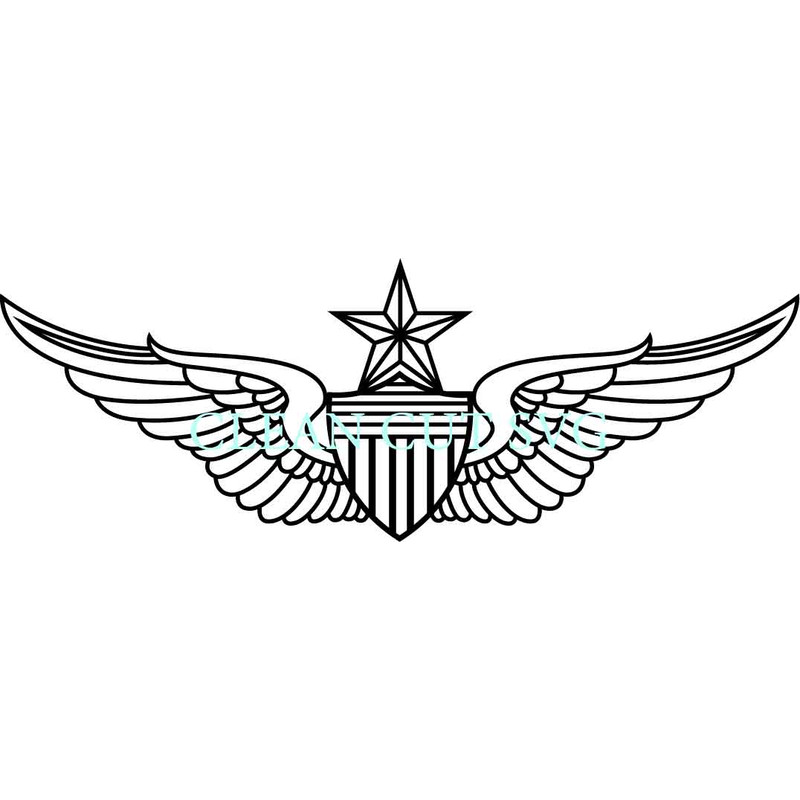 US ARMY SENIOR AVIATOR BADGE VECTOR FILE Black White Vector Outline Or Line Art File 0