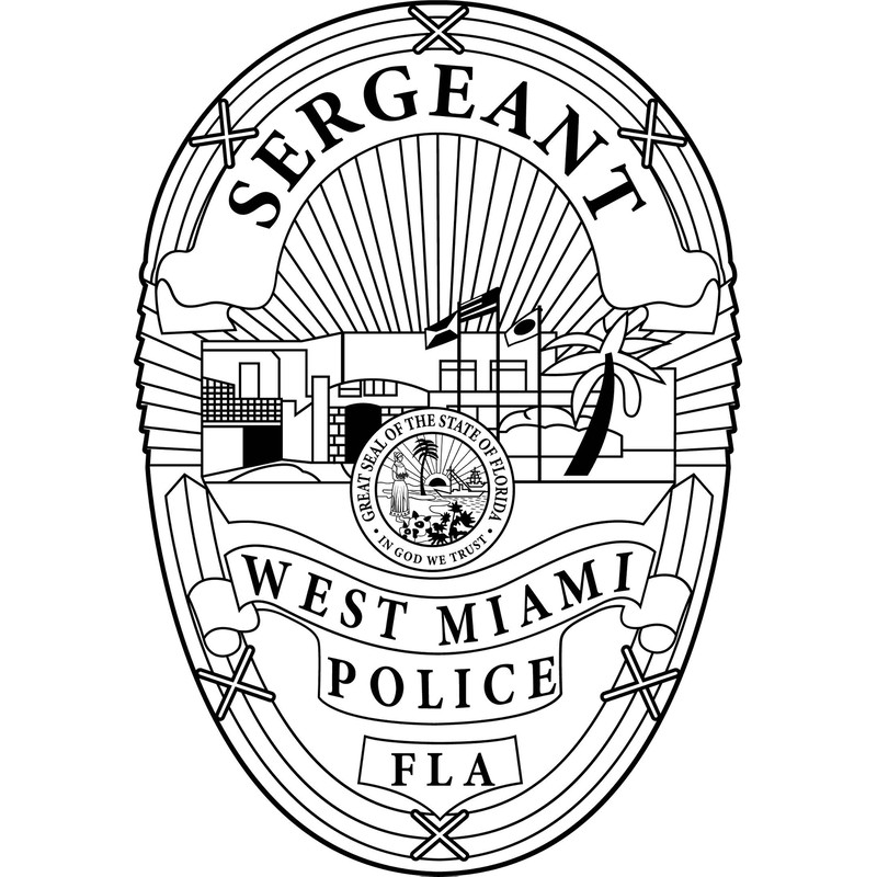 WEST MIAMI SERGEANT FL BADGE VECTOR FILE Black White Vector Outline Or Line Art File For Cnc Laser 0
