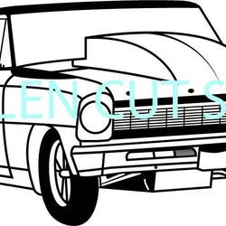 1966 chevunova car vector file vector outline or line art file for cnc laser cutting, wood, metal
