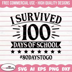 100 Days of School SVG, 100th Day of School svg, I Survivied 100 Days of School svg, 100 Days Smarter Svg, Teacher svg