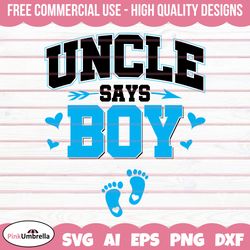 Uncle says Boy Svg, Gender Reveal Svg Png, Gender Svg, Baby Svg, Girl Or Boy Svg, Baby Reveal Svg, Pink Or Blue Svg,