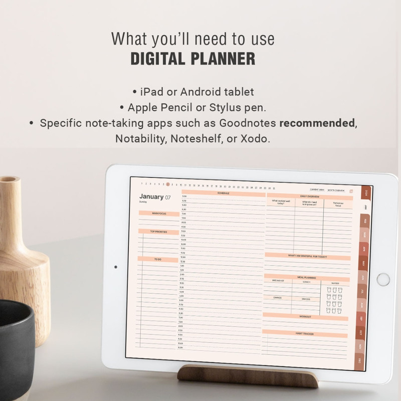 DIGITAL 2024 planner, Daily monthly weekly planner, Work student teacher hourly schedule, Monday Sunday Start, iPad (5).jpg