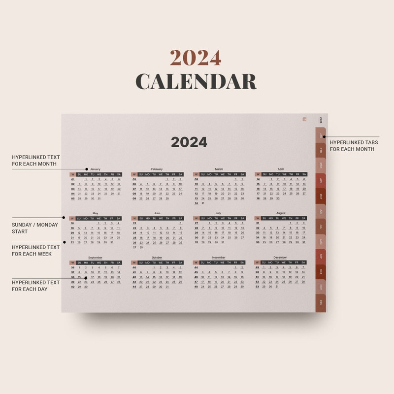 DIGITAL 2024 planner, Daily monthly weekly planner, Work student teacher hourly schedule, Monday Sunday Start, iPad (9).jpg