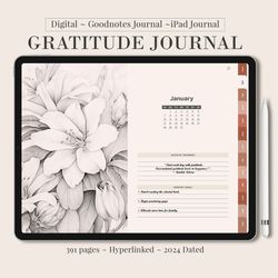 2024 Digital Gratitude Journal, 2024 dated planner, reflection, 365 daily diary, 5 minute journal, ipad goodnotes