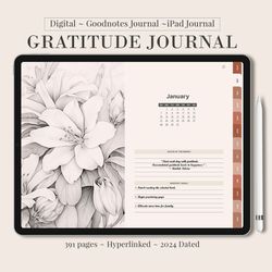 2024 digital gratitude journal, 2024 dated planner, reflection, 365 daily diary, 5 minute journal, ipad goodnotes