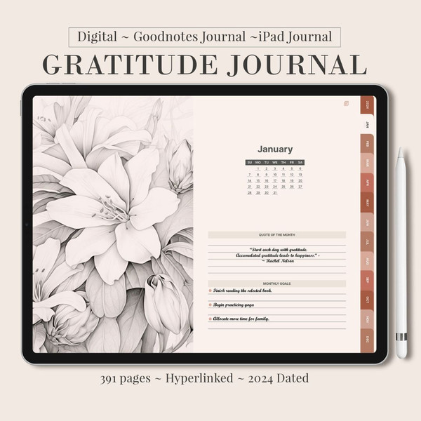 2024 Digital Gratitude Journal, 2024 dated reflection gratitude planner, daily pages, 5 minute journal, ipad goodnotes (3).jpg