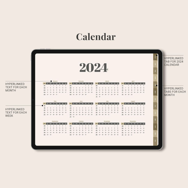 2024 Dated Weekly Planner, DIGITAL Minimalist agenda schedule, Goodnotes ipad Planner, Hourly plan, Student teacher work (5).jpg
