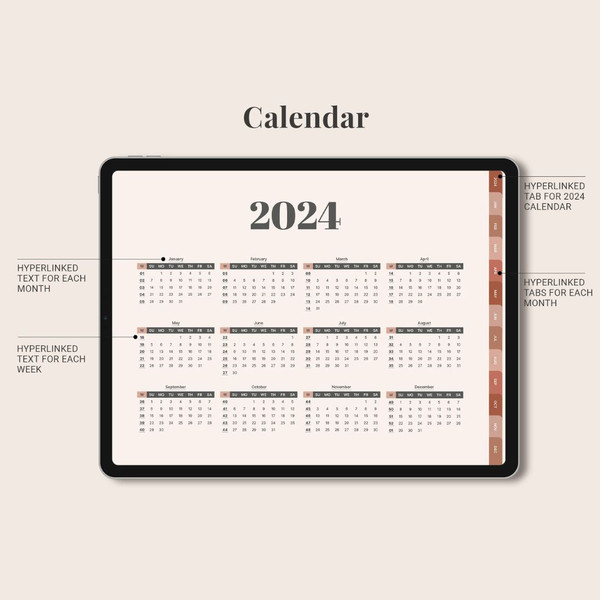2024 DIGITAL Weekly Planner, Minimalist agenda schedule, Goodnotes Dated ipad Planner, Hourly plan, Student teacher work (5).jpg
