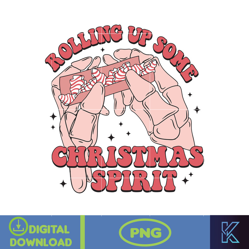 Rolling Up Some Christmas Spirit Png, Retro Christmas Png, Pink Christmas Png, Christmas Mean Guy Png, Instant Download (2).jpg