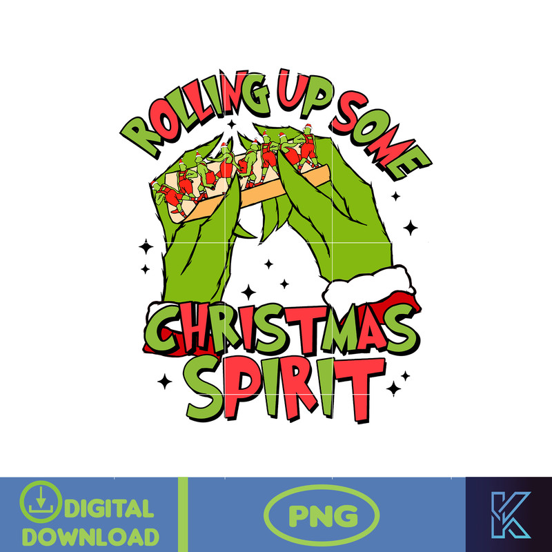 Rolling Up Some Christmas Spirit Png, Retro Christmas Png, Pink Christmas Png, Christmas Mean Guy Png, Instant Download (5).jpg