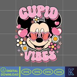 vintage mickey cupid vibes happy valentine's day svg, mickey minnie valentine svg, disney valentine's day svg