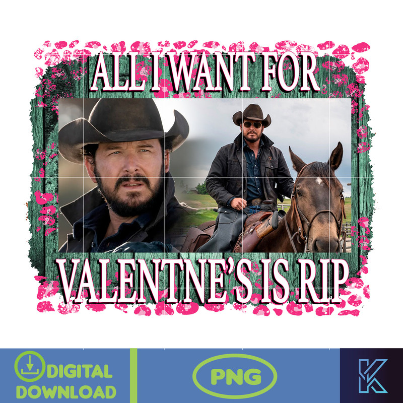 Yellowstone Valentines Sublimation Design, Western Valentine Png, Valentine's Day Png, Instant Dowload (4).jpg