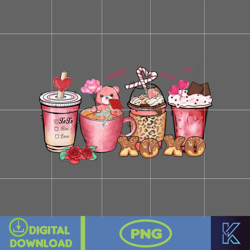 Valentine Coffee Png, Valentine Coffee Png, Valentine Drinks Png, Latte Drink Png, XOXO Png, Coffee Lover, Valentine Sublimation (20).jpg