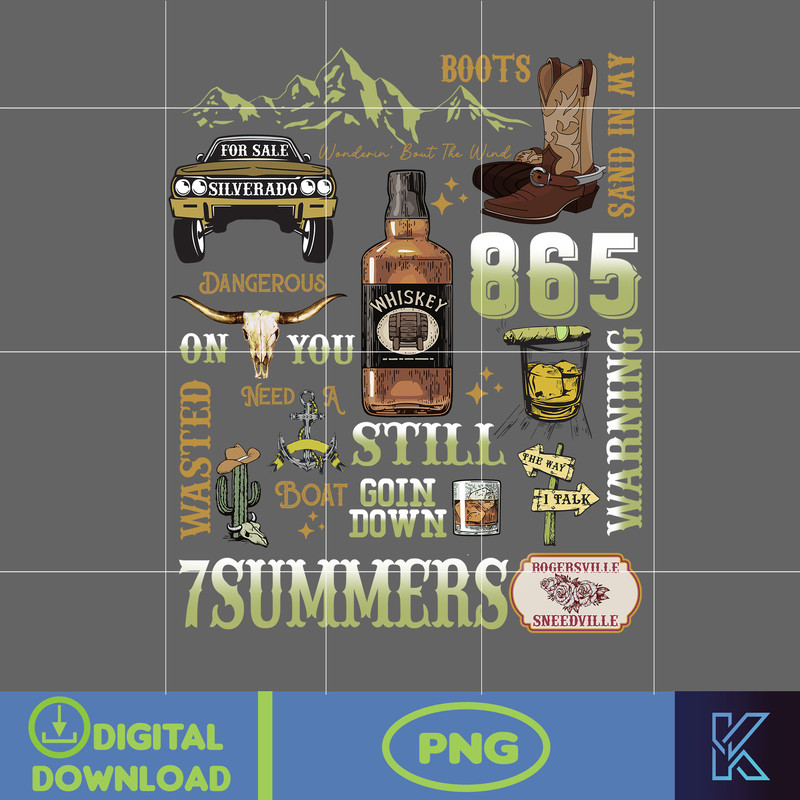 Country Western Png, Country Music Png, Retro Bull Skull Png, Wallen Bull Skull Png, Cowboy Design, Png Files High Quality (10).jpg