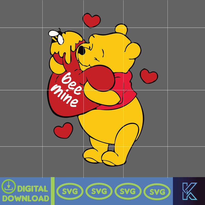 Pooh Bee Mine Svg, Winnie The Pooh Love Heart Svg , Disney Valentine's Day Svg, Disney Valentine's Day Matching Svg.jpg