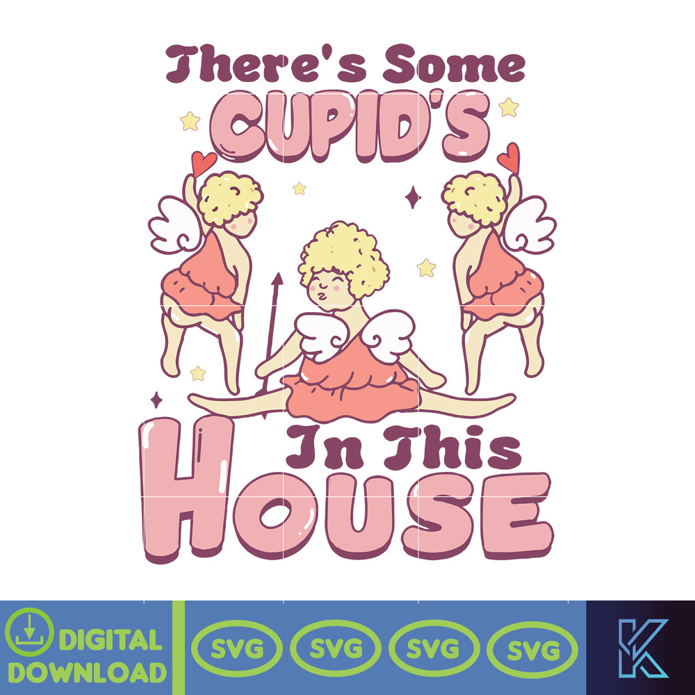 There's Some Cupid's in This House Svg, Funny Valentines Day Sublimation Design, Cupid Svg, Retro Valentines Svg, Western.jpg