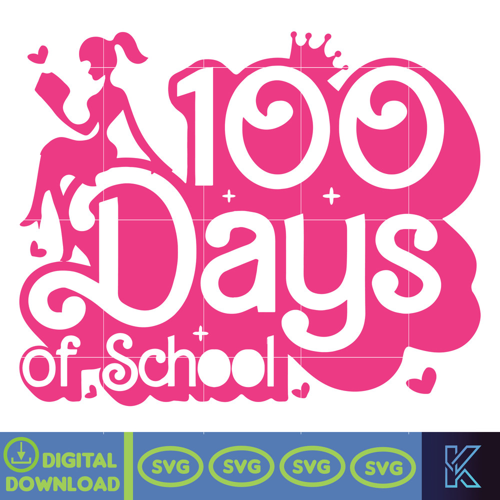 100 Days Of School Svg, Pink Doll Girl Svg, School 100th Day Svg, Back to School Svg, Teacher School Svg, Teacher Appreciation Svg.jpg