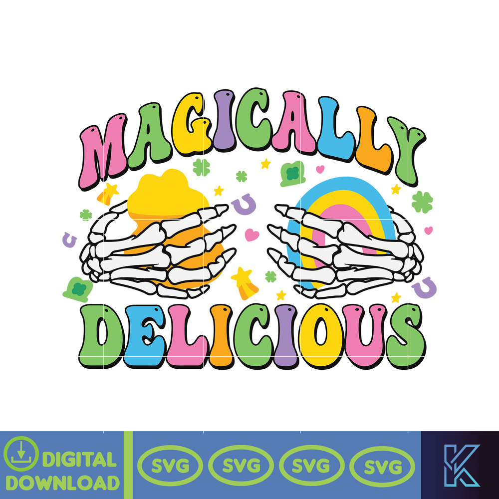 Magically Delicious Svg, Lucky St. Patrick's Day Sublimation, Happy St.Patrick's Day Svg, Magical Patricks, 4 Leaf Clover Svg, Lucky Vibes.jpg