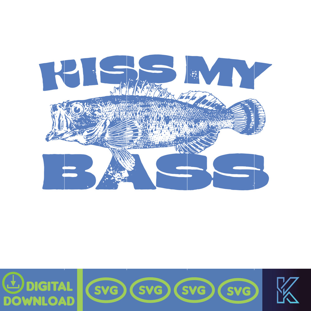 Kiss My Bass Vintage Style Fishing Svg, Retro Fisher Svg, Fisher Gear, Fisher Graphic Svg, Adult Unisex Relaxed Cotton Svg.jpg