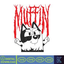 Bluye Muffin Metal Svg, Muffin Emotions Svg, Muffin Bluye Svg, Bluey Muffin Svg, Muffin Birthday Bluye Cartoon