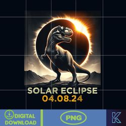 Total Solar Eclipse T-rex April 8 2024 America Solar Eclipse Png, Total Solar Eclipse April 8th 2024 Png, Solar Eclipse