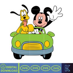 Mickey Pluto Car Png, Mickey Summer Svg, Summer Svg, Summer Time Svg, Mickey Friends Svg, Mickey Donald Summer Svg