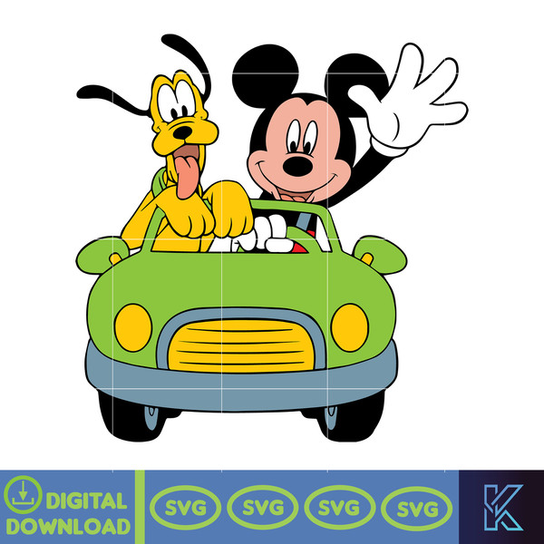 Mickey Pluto Car Png, Mickey Summer Svg, Summer Svg, Summer Time Svg, Mickey Friends Svg, Mickey Donald Summer Svg, Instant Download.jpg