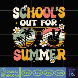 schools out for summer svg, happy last day of school svg, summer holiday svg, end of the school year svg