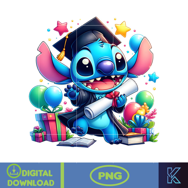 Cartoon Stitch Graduation 2024 Png, Cartoon Graduate Png, DN School Trip Png, Cartoon Character Grad Png, Cartoon Senior 2024 Png, Instant Download.jpg